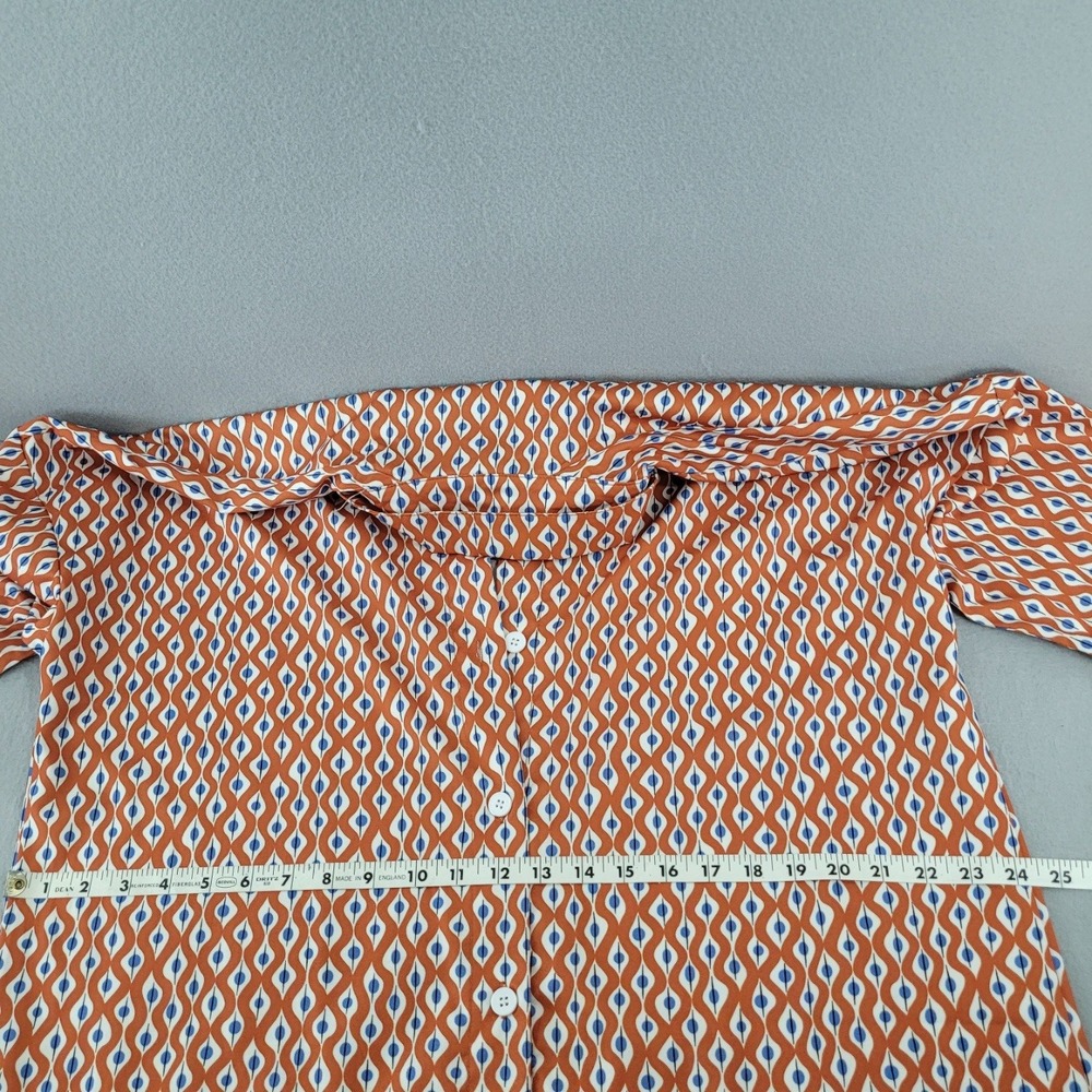Geometric Print Maxi Shirt Dress Women OS Orange Blue Excellent Belted - XL - Picture 7 of 11